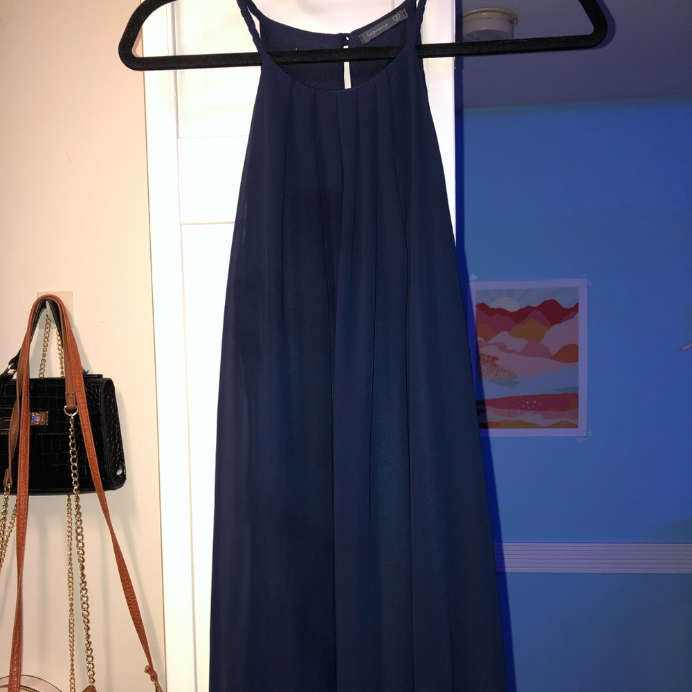 Navy blue halter dress